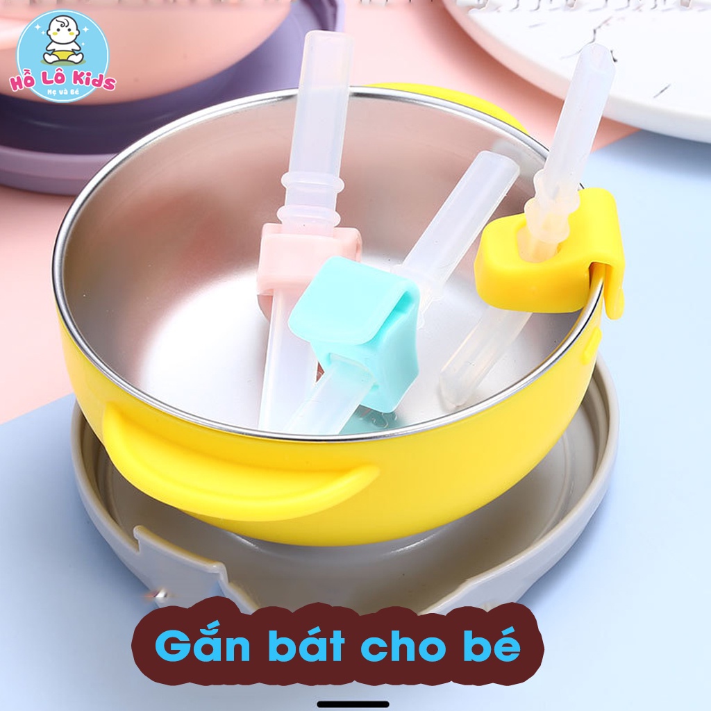 Ống hút silicon gắn bát gắn cốc cho bé ăn dặm tặng kèm cọ vệ sinh Hồ Lô Kids