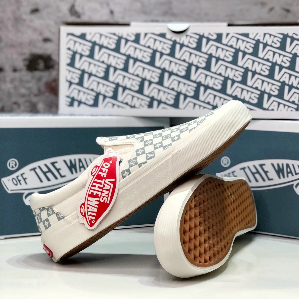 Giày Lười Nam Xỏ Lv Đen Và Xanh Vans Slip On