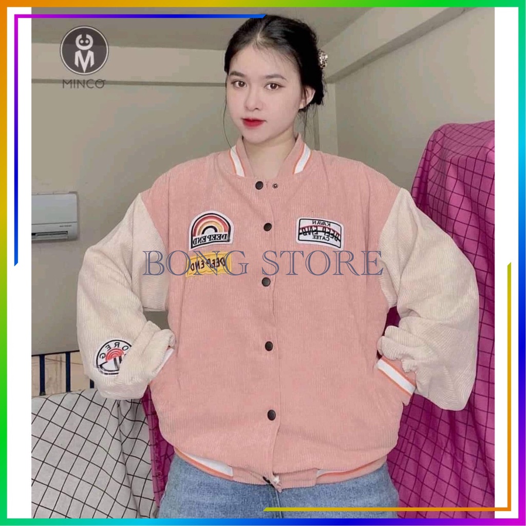 Áo Khoác Bomber Nữ, Áo Khoác Nhung Nữ In Hình Cầu Vồng Chất Nhung Tăm 4 Mầu Sắc Trẻ Trung | BigBuy360 - bigbuy360.vn