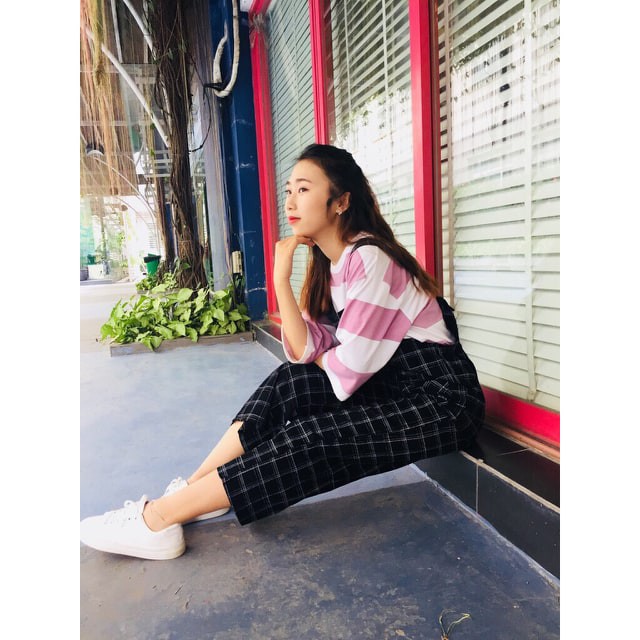 quần yếm vải caro dáng thụng kèm ảnh thật | BigBuy360 - bigbuy360.vn