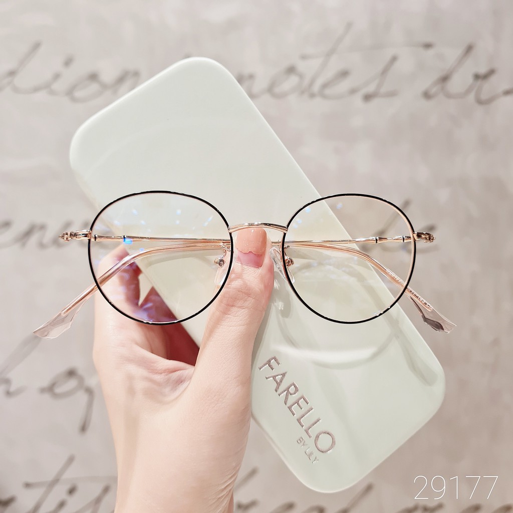 Gọng kính cận nam nữ Lilyeyewear mắt tròn kim loại màu sắc thời trang 29177