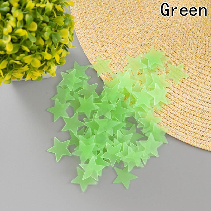 Set 100 sticker hình ngôi sao dạ quang dán tường trang trí cho phòng ngủ