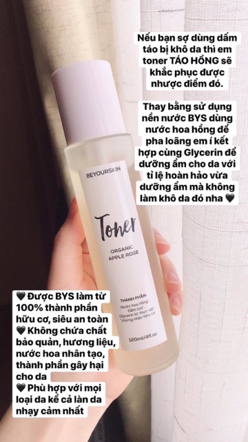 Toner giấm táo hoa hồng hữu cơ Beyourskin Organic Apple Rose Toner