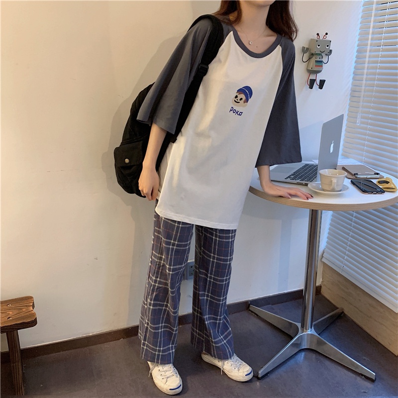 SUXI Áo Thun Tay Ngắn Dáng Rộng In Hình Dễ Thương