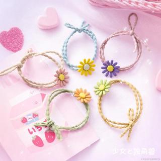Dây buộc tóc co giãn đính hoa cúc nhiều màu xinh xắn