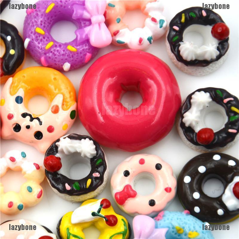 Bộ 10 Bánh donut mini Bằng Nhựa resin Dễ Thương Trang Trí Nhà Cửa