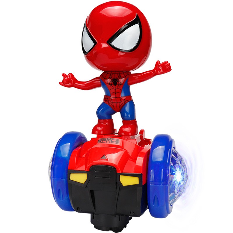 Đồ chơi ⚡️𝗙𝗥𝗘𝗘𝗦𝗛𝗜𝗣⚡️ Đồ chơi người nhện trượt xe xoay 360 độ, cá nhạc, có đèn bảo hành 12 tháng