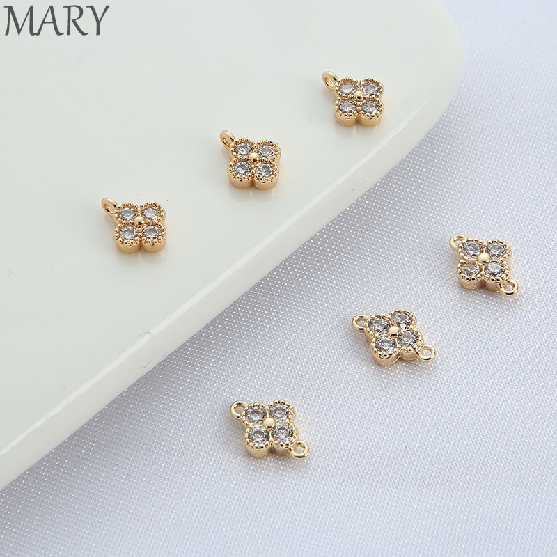 Bộ Phụ Kiện Làm Trang Sức Thủ Công Hình Cỏ Bốn Lá Bằng Đồng 14K diy