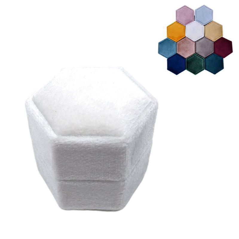 Flgo Hộp Đựng Nhẫn Hình Lục Giác Bằng Nhung Dùng Trưng Bày Nhẫn Cưới