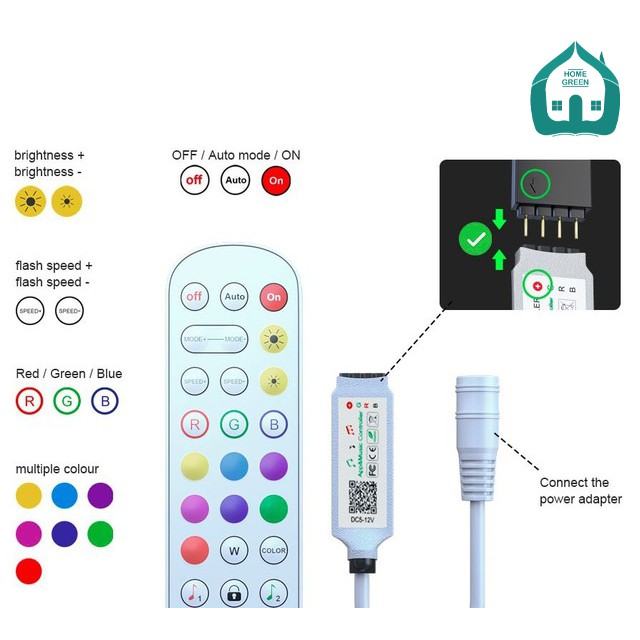 Đèn Led dây RGB 5050 nháy theo nhạc điều khiển bằng App điện thoại qua Bluetooth dài 3m,5m, 10m | BigBuy360 - bigbuy360.vn