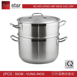  Bộ Nồi Xửng Hấp Inox 3 Đáy FiveStar 26-28-30-32cm Dùng tốt trên bếp từ và mọi loại bếp 