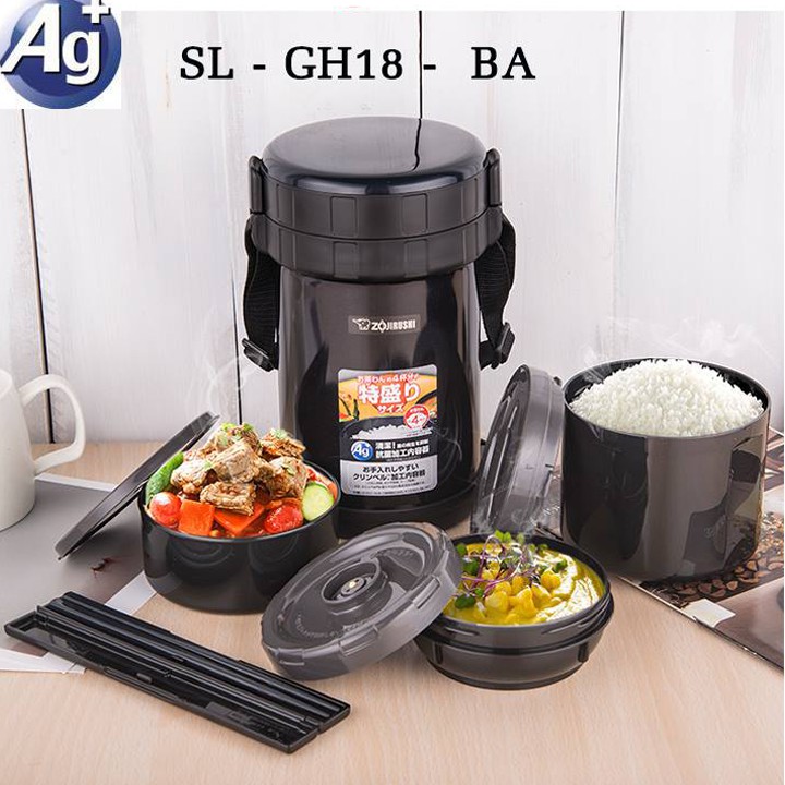 Hộp cơm giữ nhiệt 3 ngăn Zojirushi hàng Nhật Bản cao cấp giữ nhiệt 6h, dùng lò vi sóng