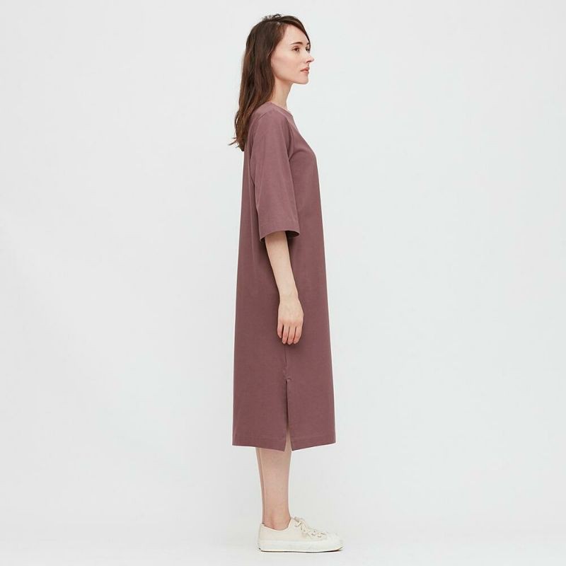 🌹🌿❤ Đầm Uniqlo Mercerized Cotton Short-Sleeve Long T Dress
