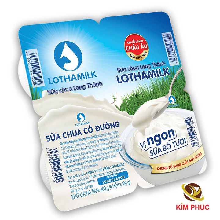 Sữa chua ăn Long Thành Lothamilk lốc 4 hộp*100g