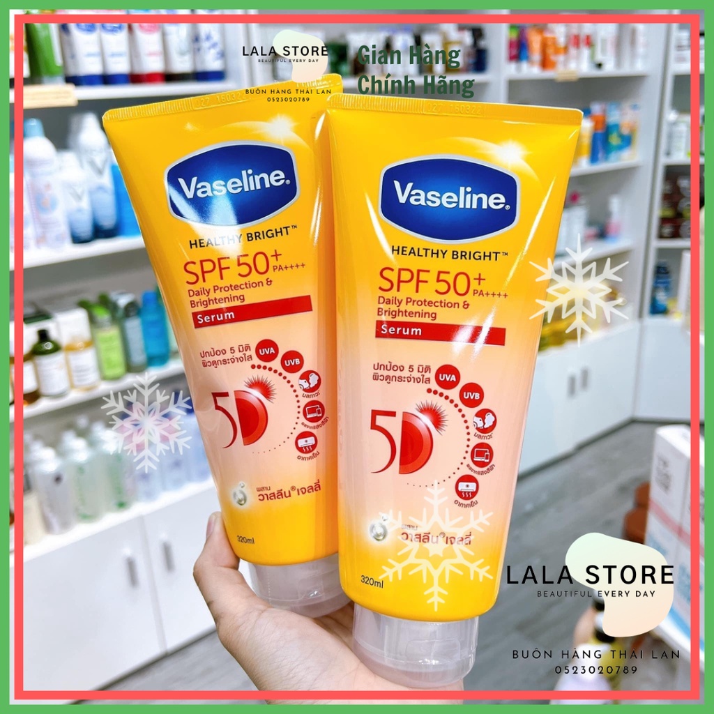 01 Sữa Dưỡng Thể Chống Nắng Vaseline Healthy Bright Daily Sun Refreshing Serum SPF50 200Ml, SPF50+++ 320Ml, 4X Tone Up