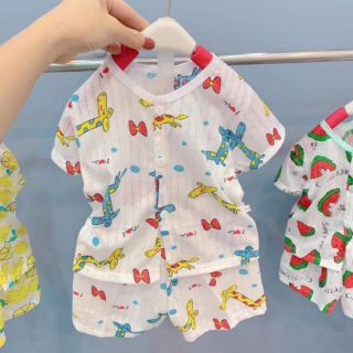 Bộ cotton giấy cộc tay mở khuy cao cấp