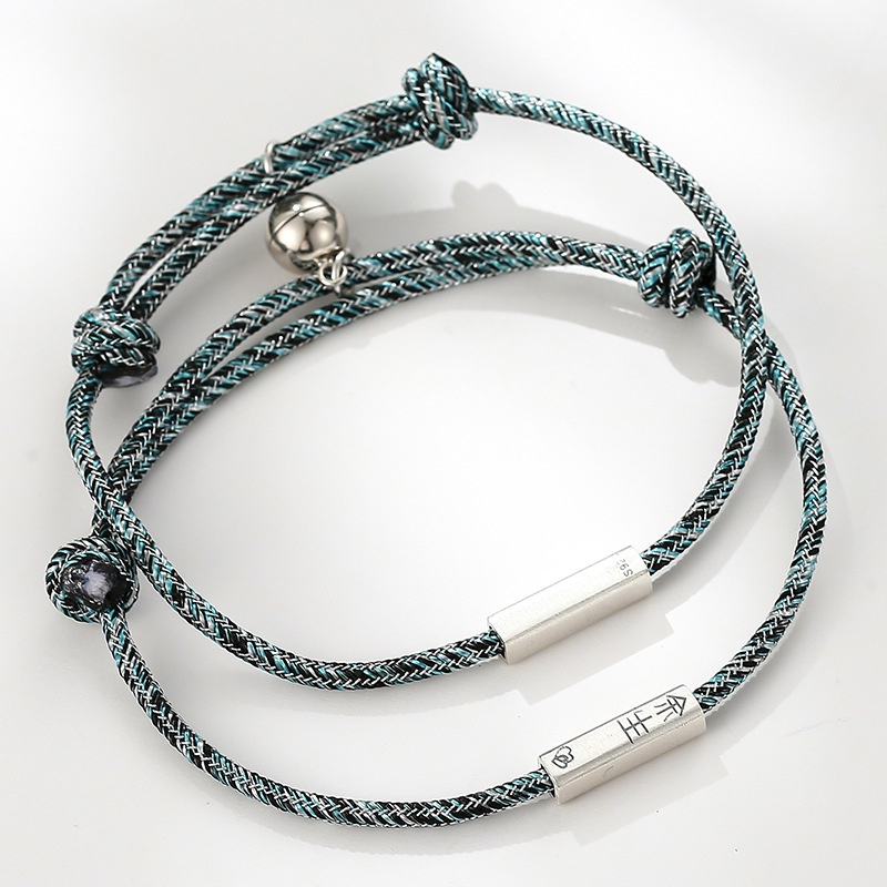 Cặp Vòng Tay Dây Bện Thủ Công Từ Tính Quà Tặng Cho Cặp Đôi