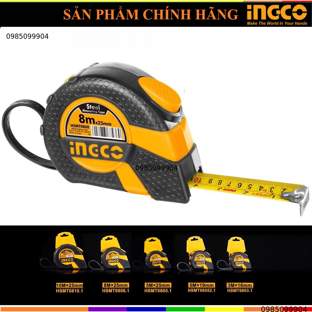 Thước kéo cuộn thép nền vàng vỏ bọc cao su chống va đập rơi vỡ cao cấp INGCO 3m 5m 8m 10m | total tolsen stanley