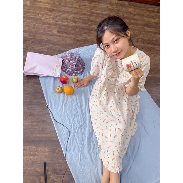 VIDEO-ẢNH THẬT [Hàng thiết kế] Váy ngủ nữ cute váy dáng babydoll vải xô muslin siêu mát | BigBuy360 - bigbuy360.vn