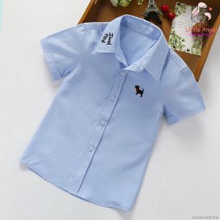Áo Sơ Mi Tay Ngắn Thêu Hình Con Chó Cho Bé Trai