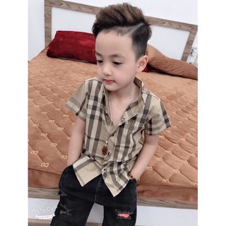 áo sơ mi bbr cộc tay cho bé trai