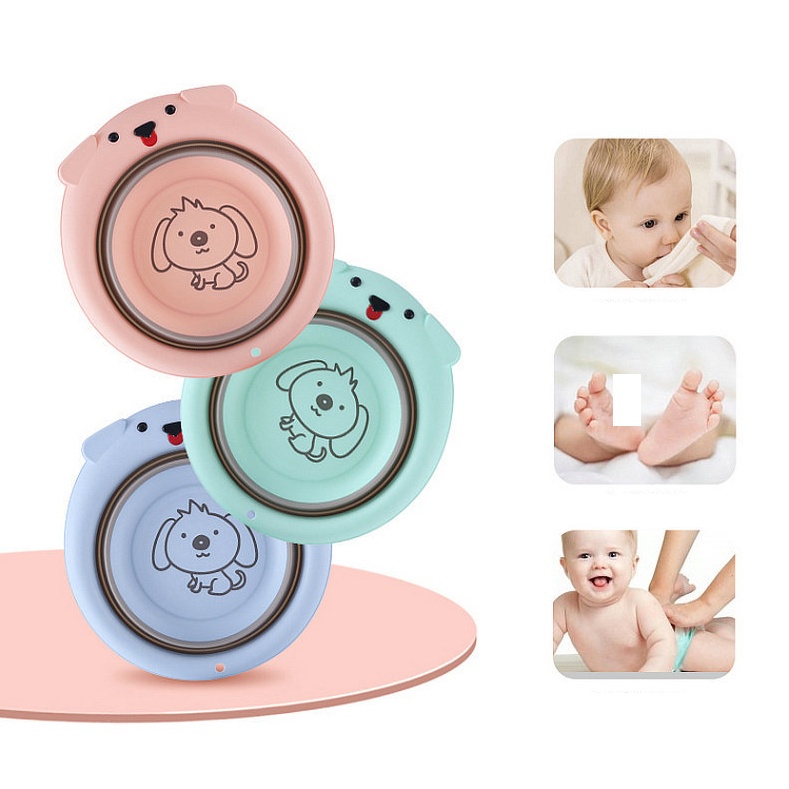 Chậu Rửa Mặt Cho Bé Hình Cute Gấp Gọn 34cm Chất Liệu Silicol Cao Cấp