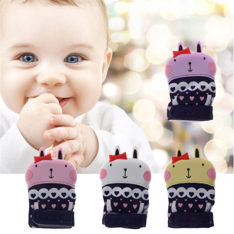 Găng Tay Kiêm Găng Tay Ngậm Mọc Răng Hình Thỏ Dễ Thương Cho Bé