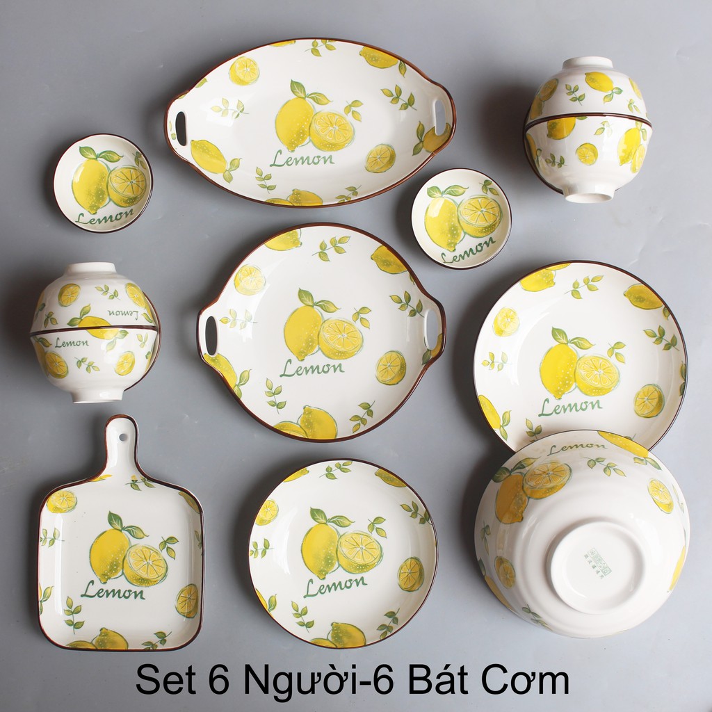 Set Bát Đĩa 🍋QỦA CHANH🍋Bát đĩa ăn cơm ăn mì, decor bàn ăn dễ thương