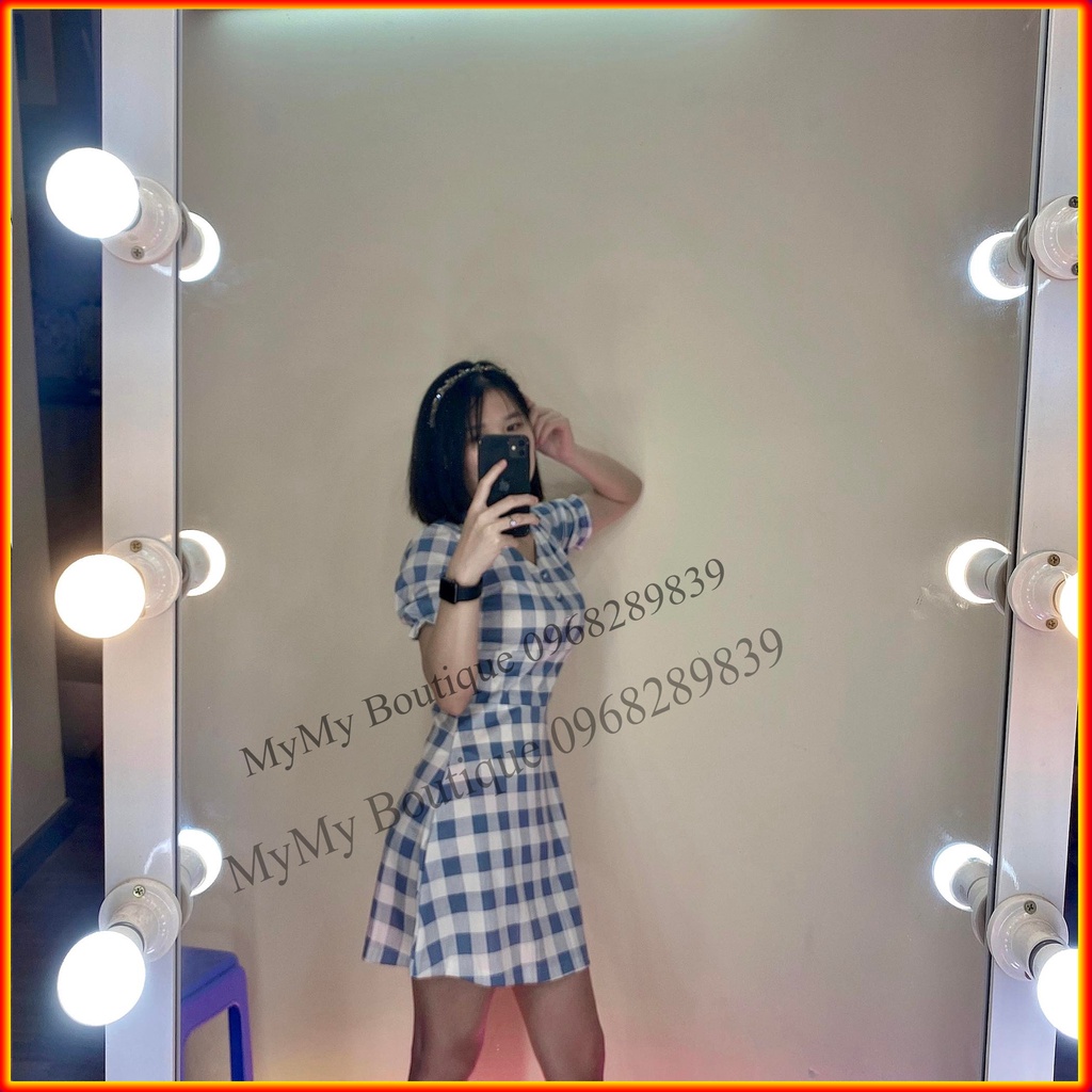 Váy Nữ Xinh, Váy Caro Tay Phồng Cổ V, Váy Bánh Bèo Tiểu Thư | BigBuy360 - bigbuy360.vn