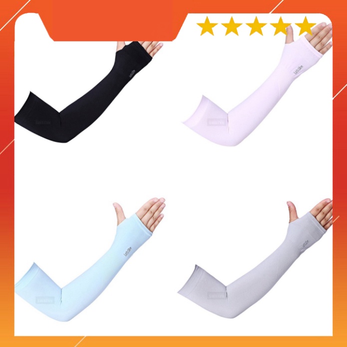 Bộ 2 ống tay dài Let's Slim che nắng xỏ ngón vải siêu co dãn thấm hút mồ hôi thoáng mát