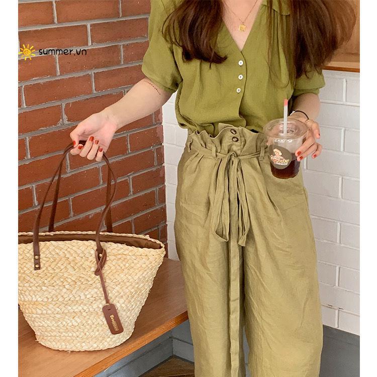 Túi Đeo Vai Bằng Rơm Đan Thiết Kế Nhỏ Gọn Phong Cách Retro Thời Trang Cho Nữ