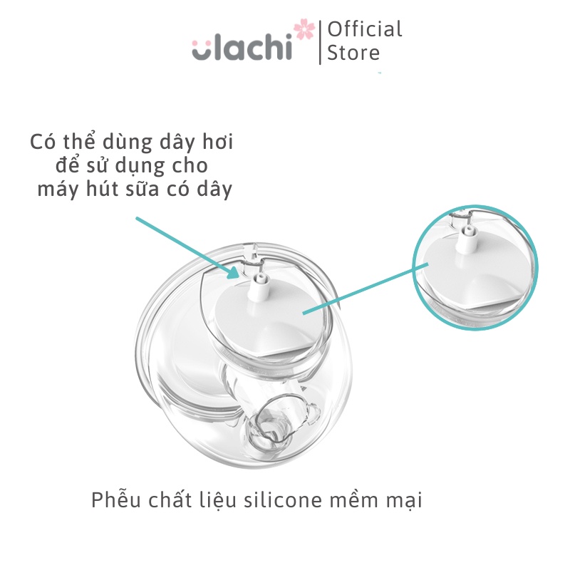 Bộ full cup có nắp đậy, đầy đủ phụ kiện không đầu máy máy hút sữa không dây Ulachi, có dây hơi dùng cho cả máy có dây