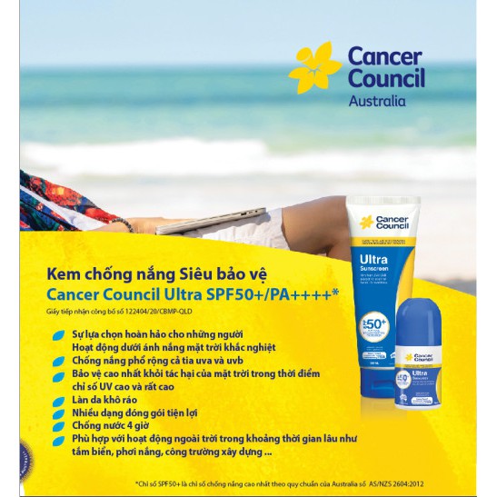 Kem chống nắng Siêu bảo vệ Cancer Council ULTRA SPF 50+