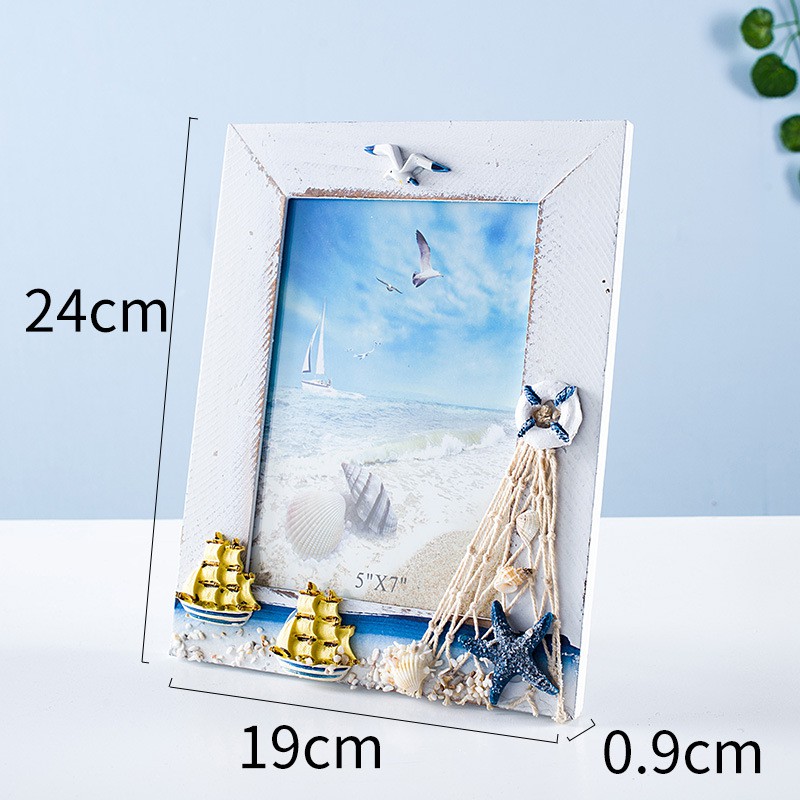 Khung ảnh trang trí kiểu gỗ cũ có lưới size 20cm và 24cm  - Decor đồ trang trí theo phong cách biển Địa Trung Hải