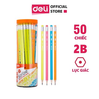 Bút chì 2B Deli - Viết chì - Hộp nhiều màu sắc - 50 chiếc/hộp - EU52606 / EU51006
