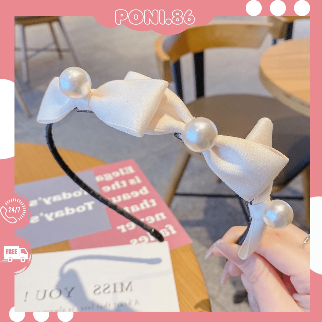 Băng đô,cài tóc, hớt tóc 3 nơ đính ngọc sang chảnh phong cách Hàn quốc