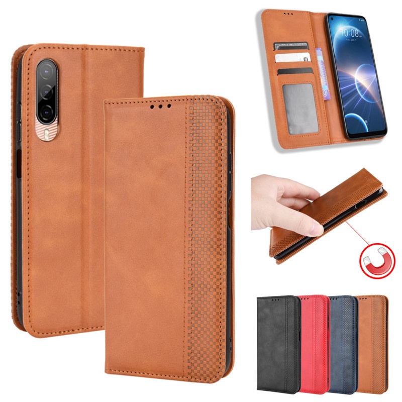 Ốp Điện Thoại Da Nắp Lật Kèm Ngăn Đựng Thẻ Cho HTC Desire 22 pro Desire 20 pro 20 plus 21 pro 5G Desire 19S 19 plus U20 5G U19E