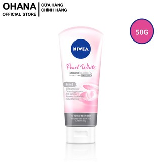 Sữa Rửa Mặt Trắng Da Đất Sét Ngọc_Trai Nivea Pearl White Microbubbles Deep Clean Clay Foam 50g - 82339