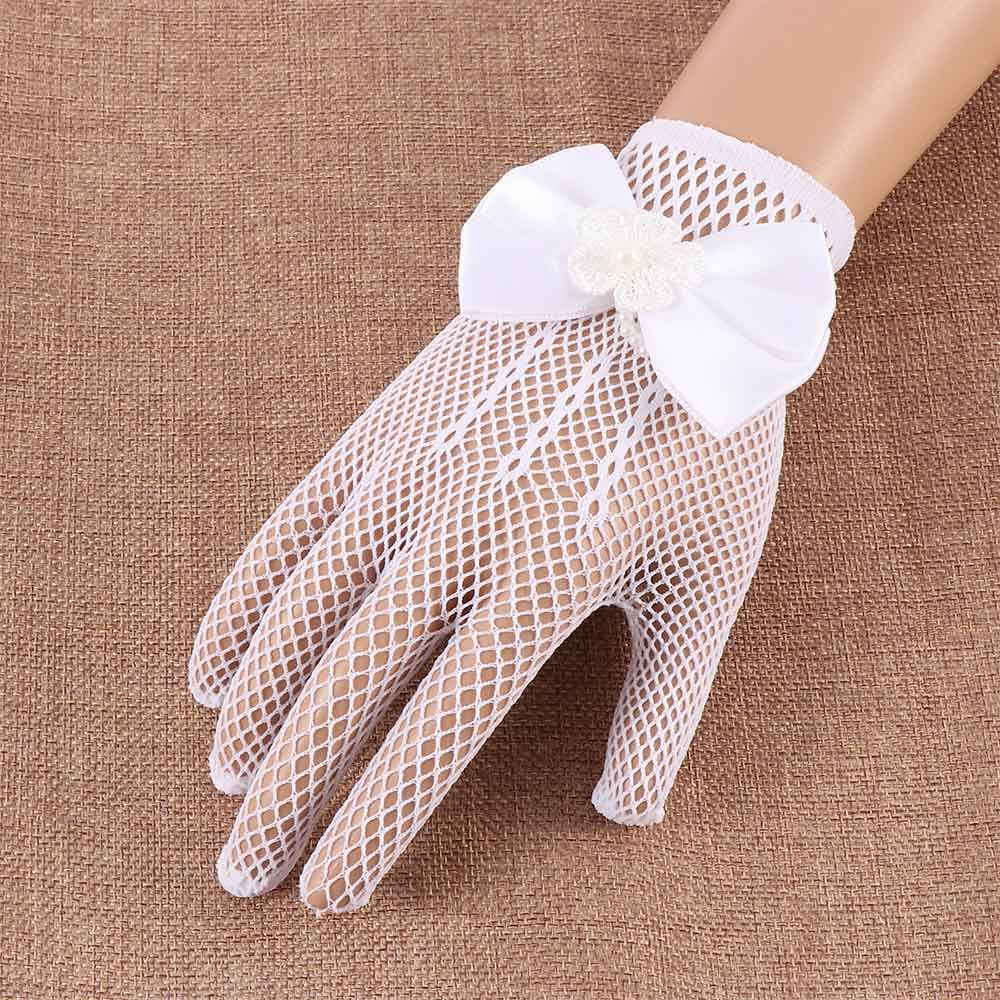 Găng tay công chúa phối ren hoa màu trơn xinh xắn cho bé gái