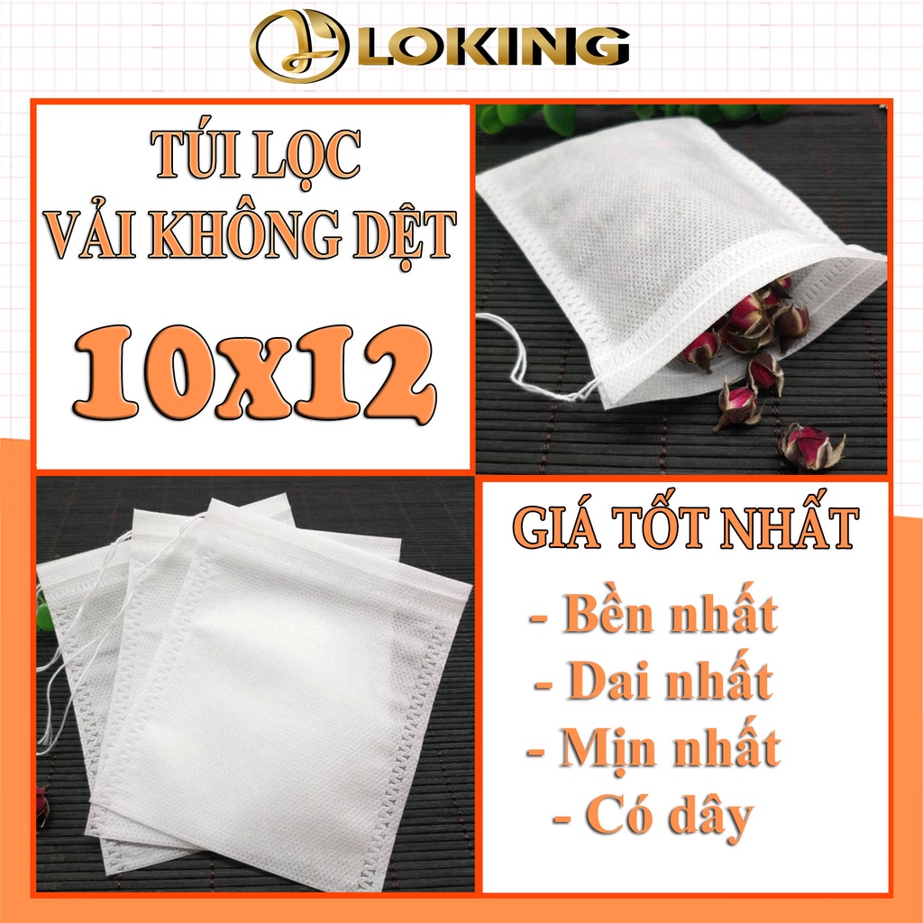 Túi lọc thảo dược bằng vải không dệt Có Dây Buộc 10x12cm - 100 túi/sp - LOKING