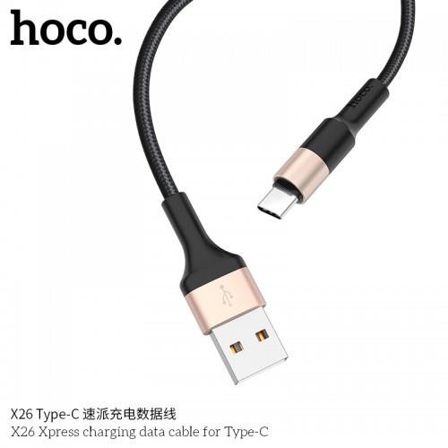 Cáp sạc cao cấp HOCO X26 cổng USB Type-C: Dây chống đứt, chống rối, hỗ trợ sạc nhanh