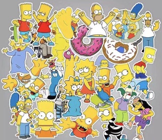 Sét 30-60 Sticker gia đình simpson ép lụa / hình dán simpson có đề can bóc dán