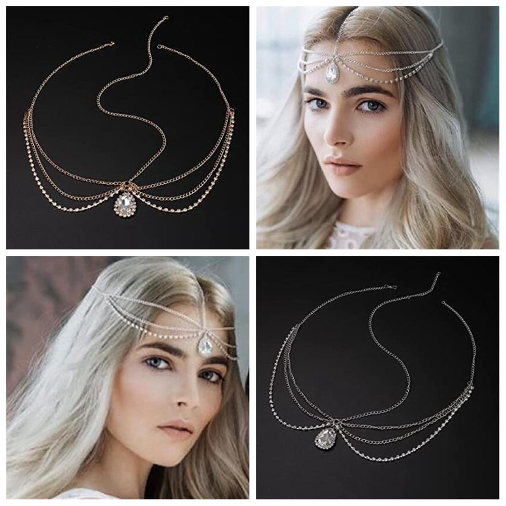 Bebetterm 1Pc Head Chain Crystal Rhinestone Alloy Wedding Jewelry Bride Hair Jewelry Accessories