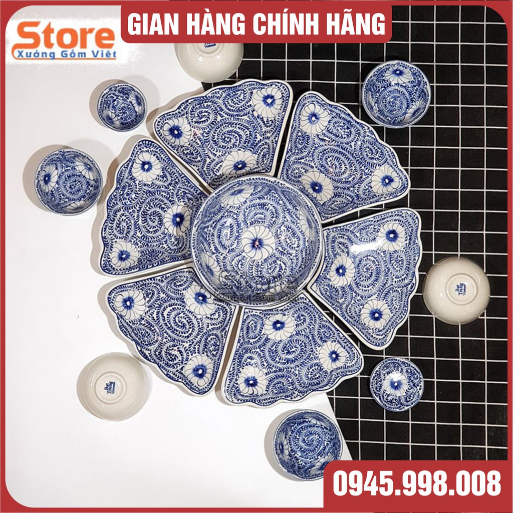 Bộ bát đĩa setup bàn ăn đẹp giá rẻ hàng Bát Tràng chính hãng được chính tay các nghệ nhân làng nghề vuốt-XƯỞNG GỐM VIỆT