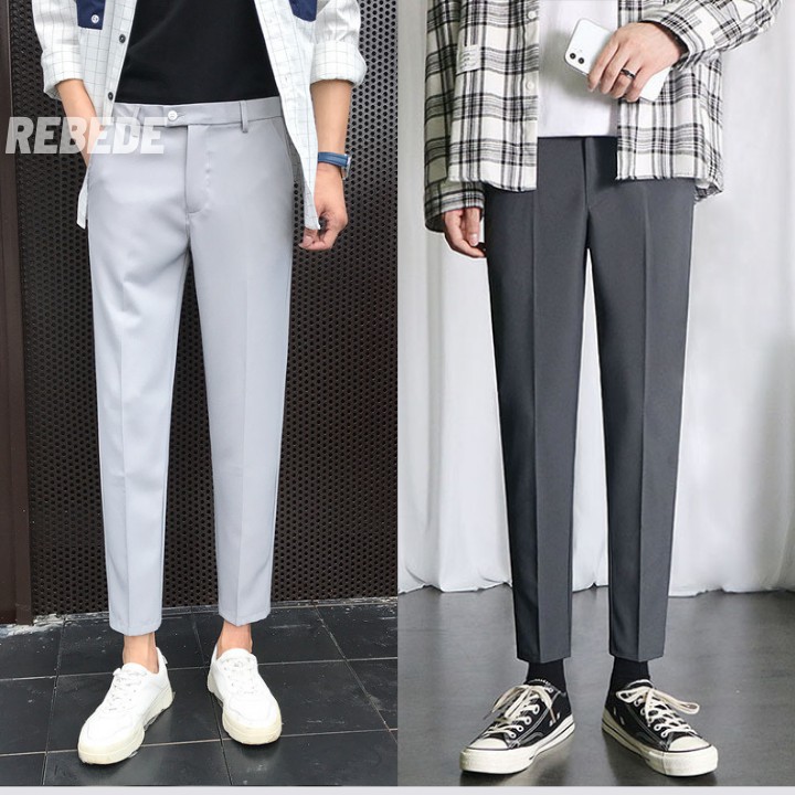 Quần tây nam Hàn Quốc (Com bo 2 quần) dáng ôm suôn, vải Tuyết Mưa co giãn