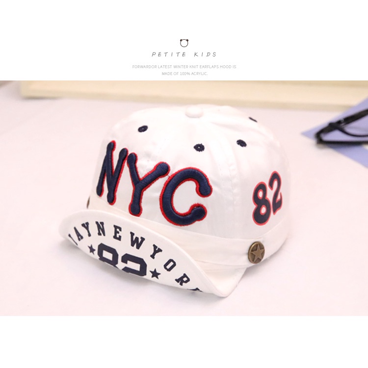 Mũ lưỡi trai thêu chữ NYC phong cách hàn quốc cực đẹp cho bé 6 đến 24 tháng