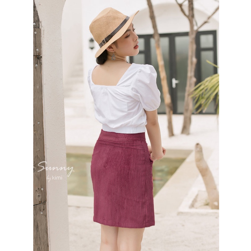 Chân Váy Nhung Gân Túi Đắp - VN190051