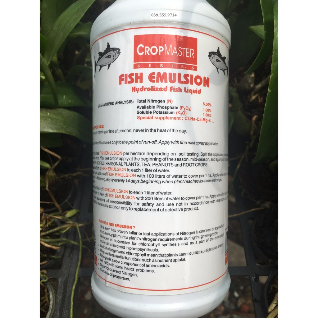 Đạm cá ( phân cá ) cô đặc Fish Emulsion 250ML - Kích thích sinh trưởng