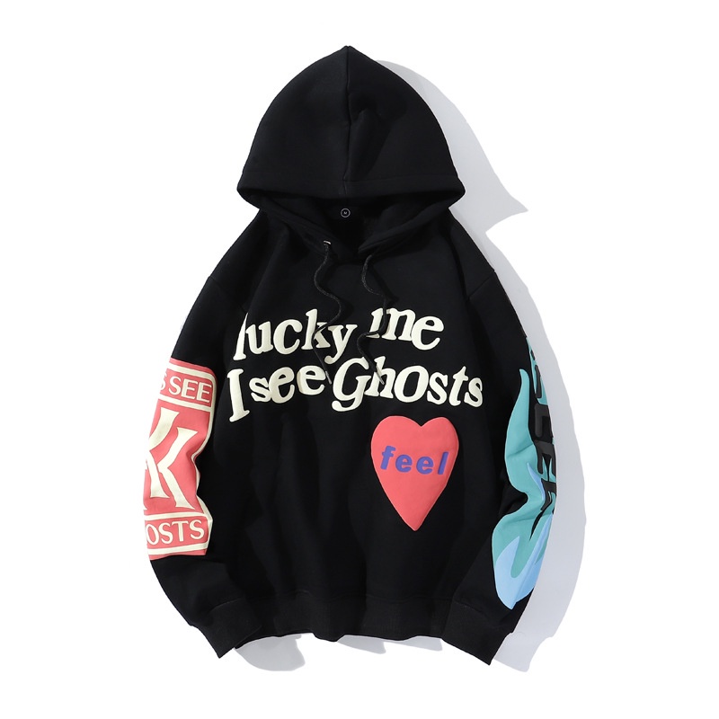 Áo Hoodie Dài Tay In Chữ Lucky Me I See Ghosts Thời Trang Xuân Thu Dành Cho Người Lớn