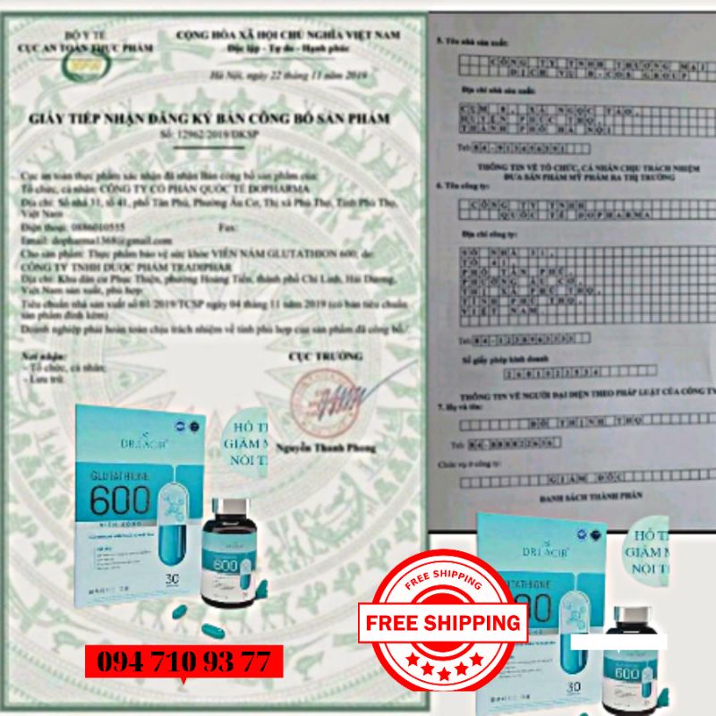 Combo Glutathione 600 - vitamin C Lacir Drlacir hỗ trợ tăng cường đề kháng làm đẹp